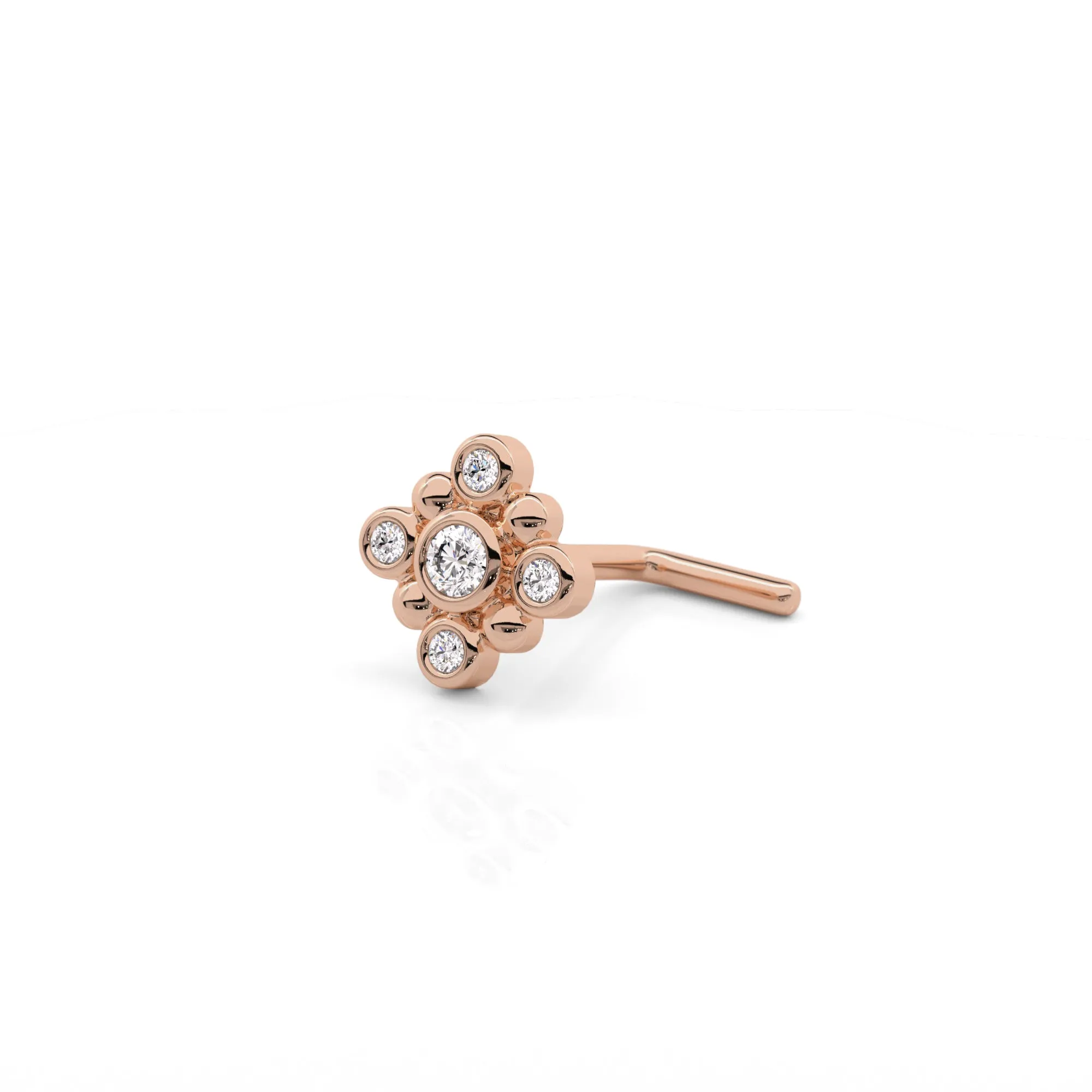 14K Gold Diamond Square Nose Stud