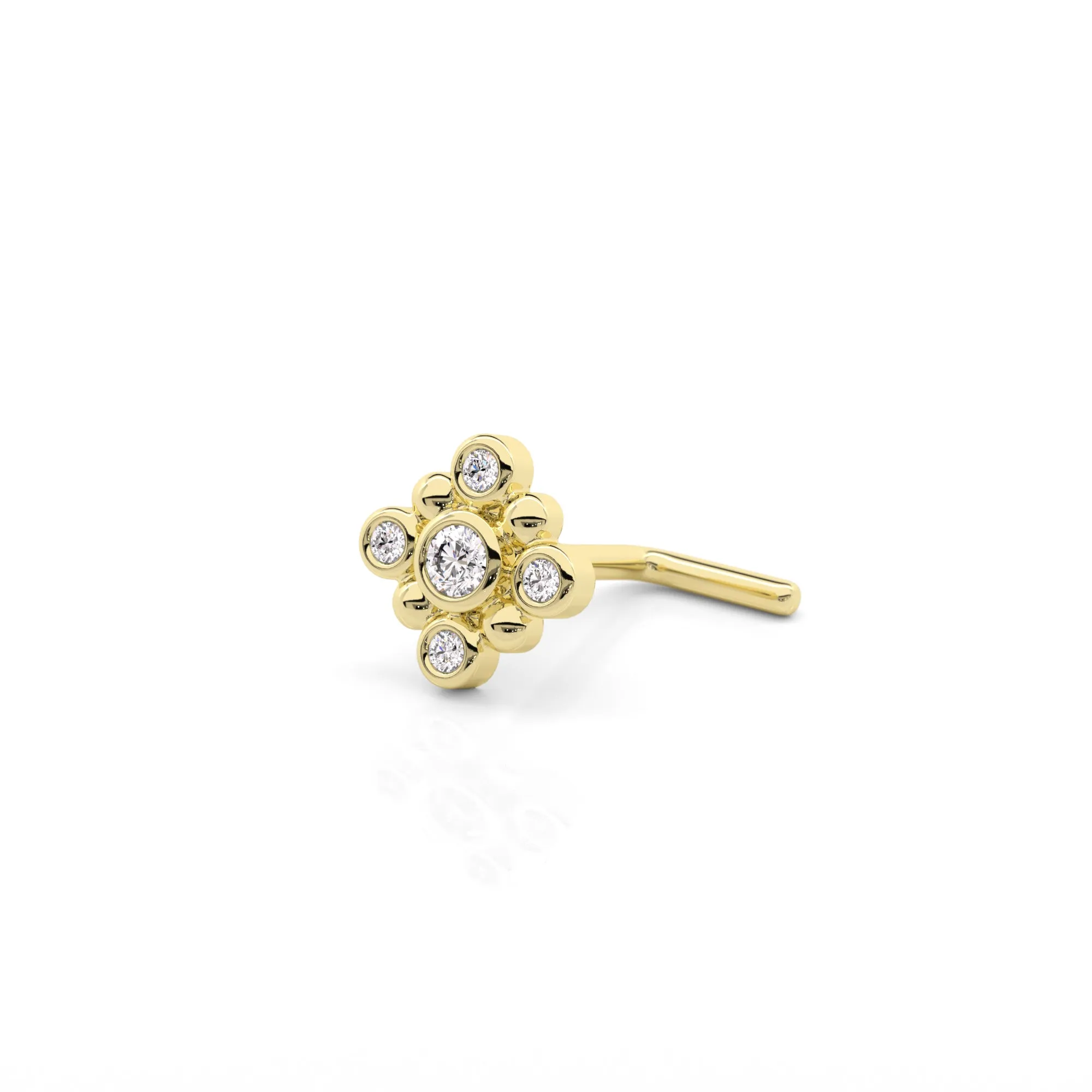 14K Gold Diamond Square Nose Stud