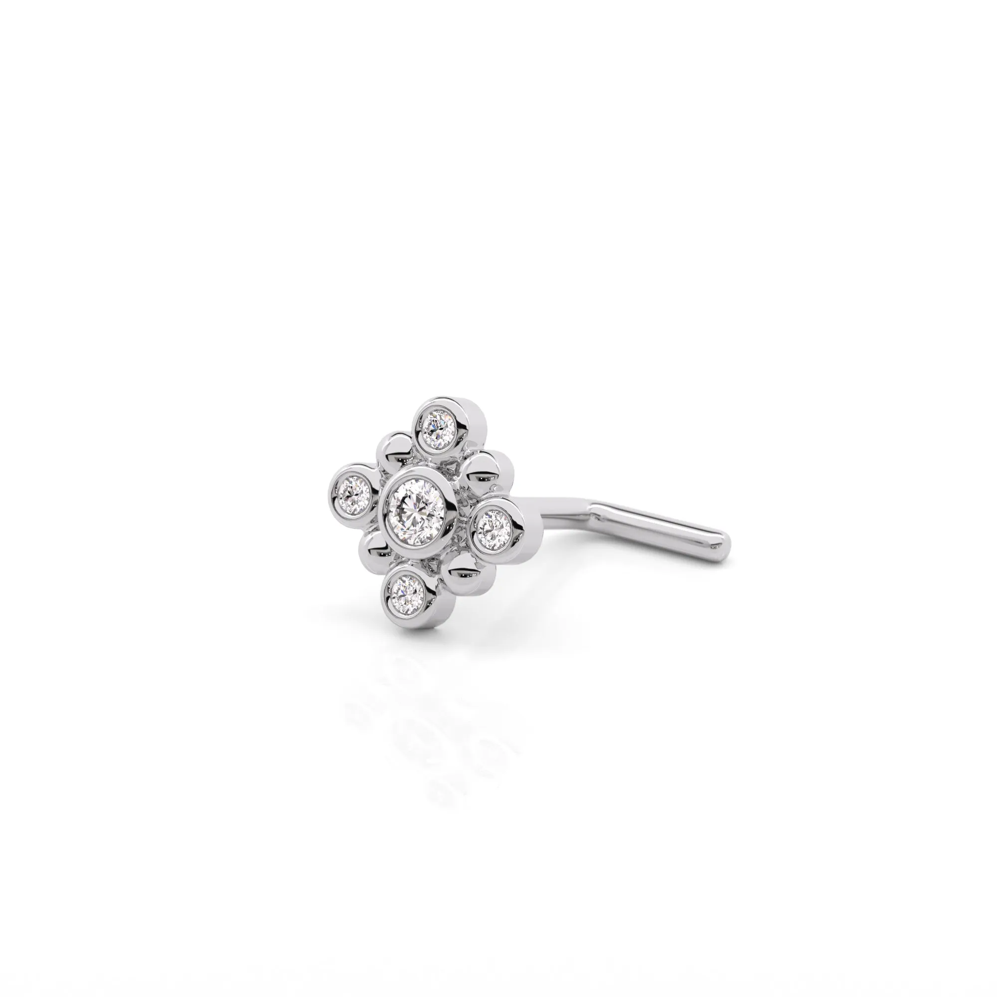 14K Gold Diamond Square Nose Stud