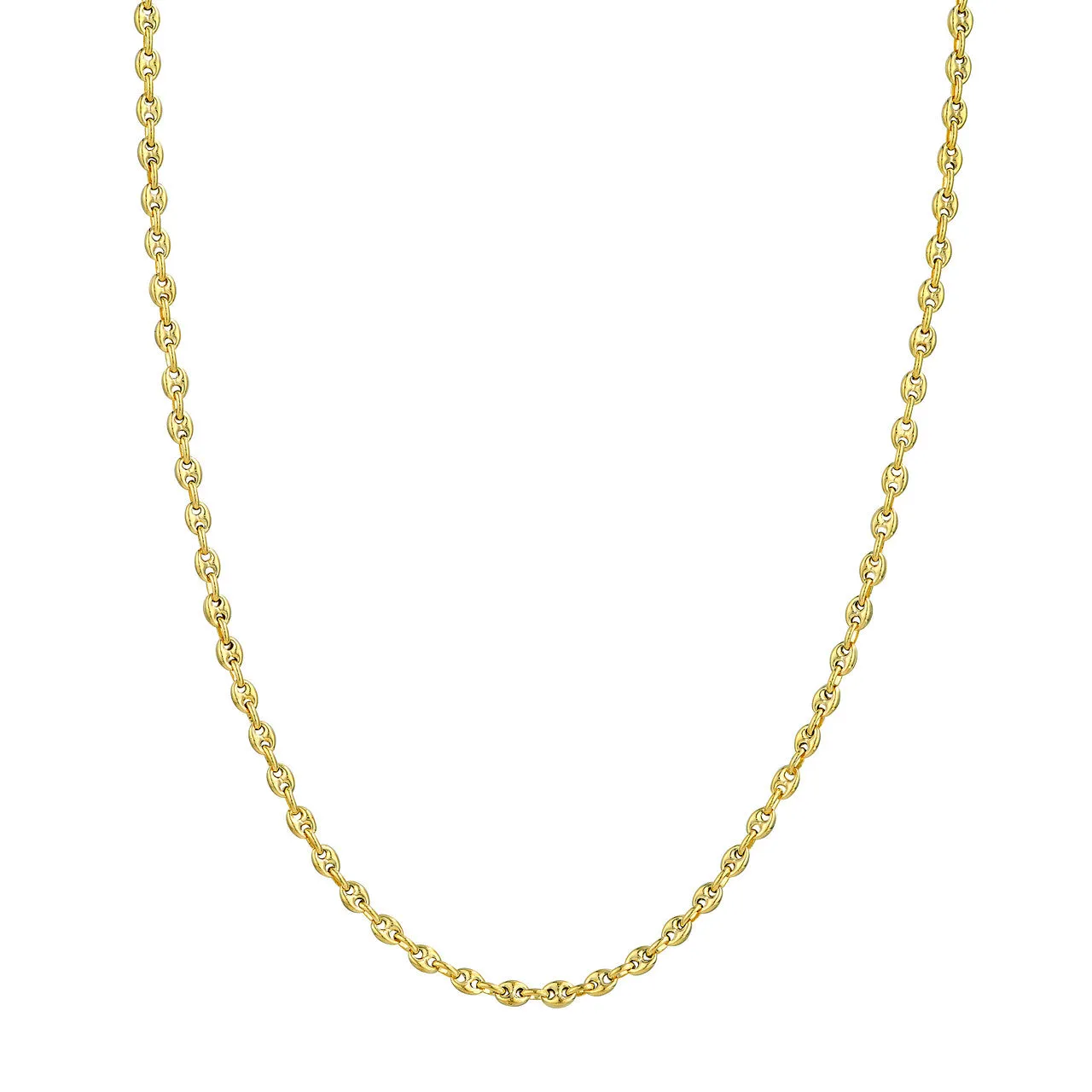 14K Yellow Gold 3.70mm Puffed Mariner Link Chain Necklace