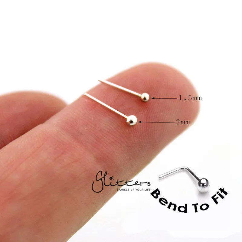 20 Gauge 925 Sterling Silver Plain Ball Nose Stud-1.5mm | 2mm