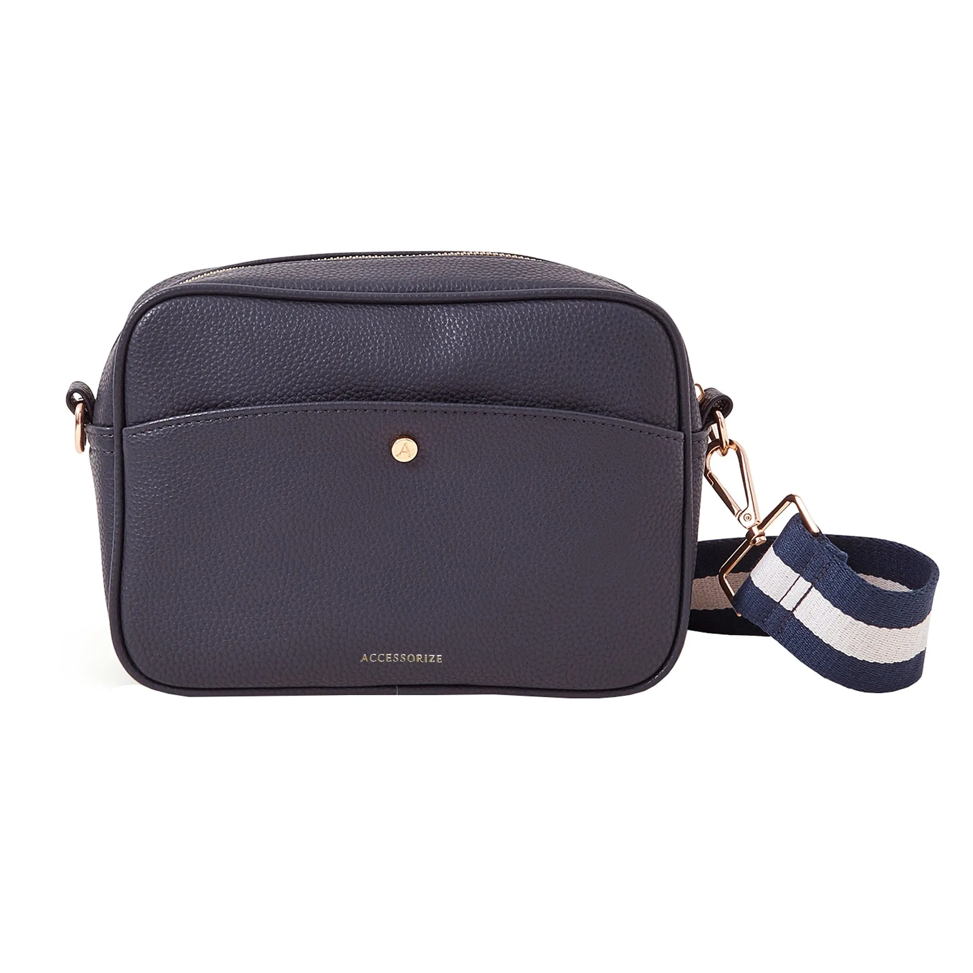 Accessorize London Women's Navy Stripe Webbing Camera Bag