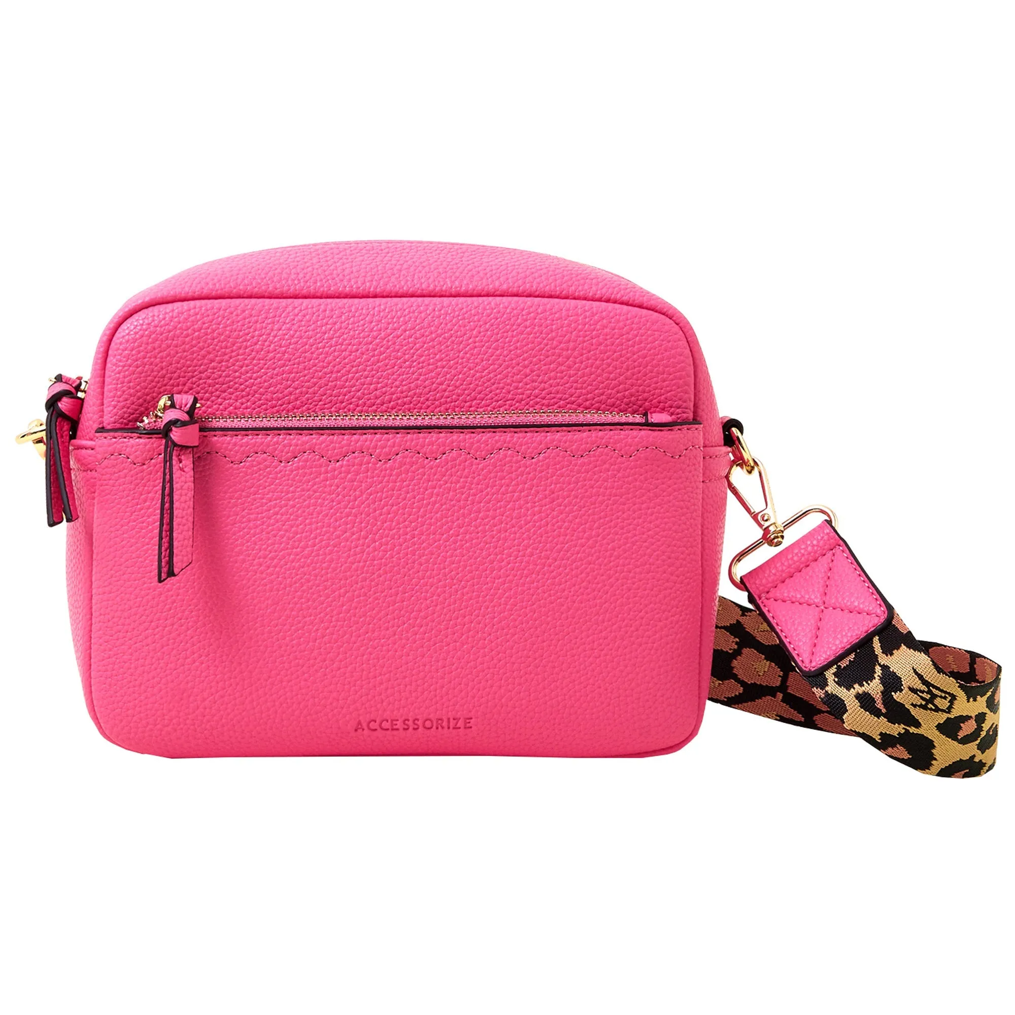 Accessorize London Women's Pink Camera Bag With Webbing Strap