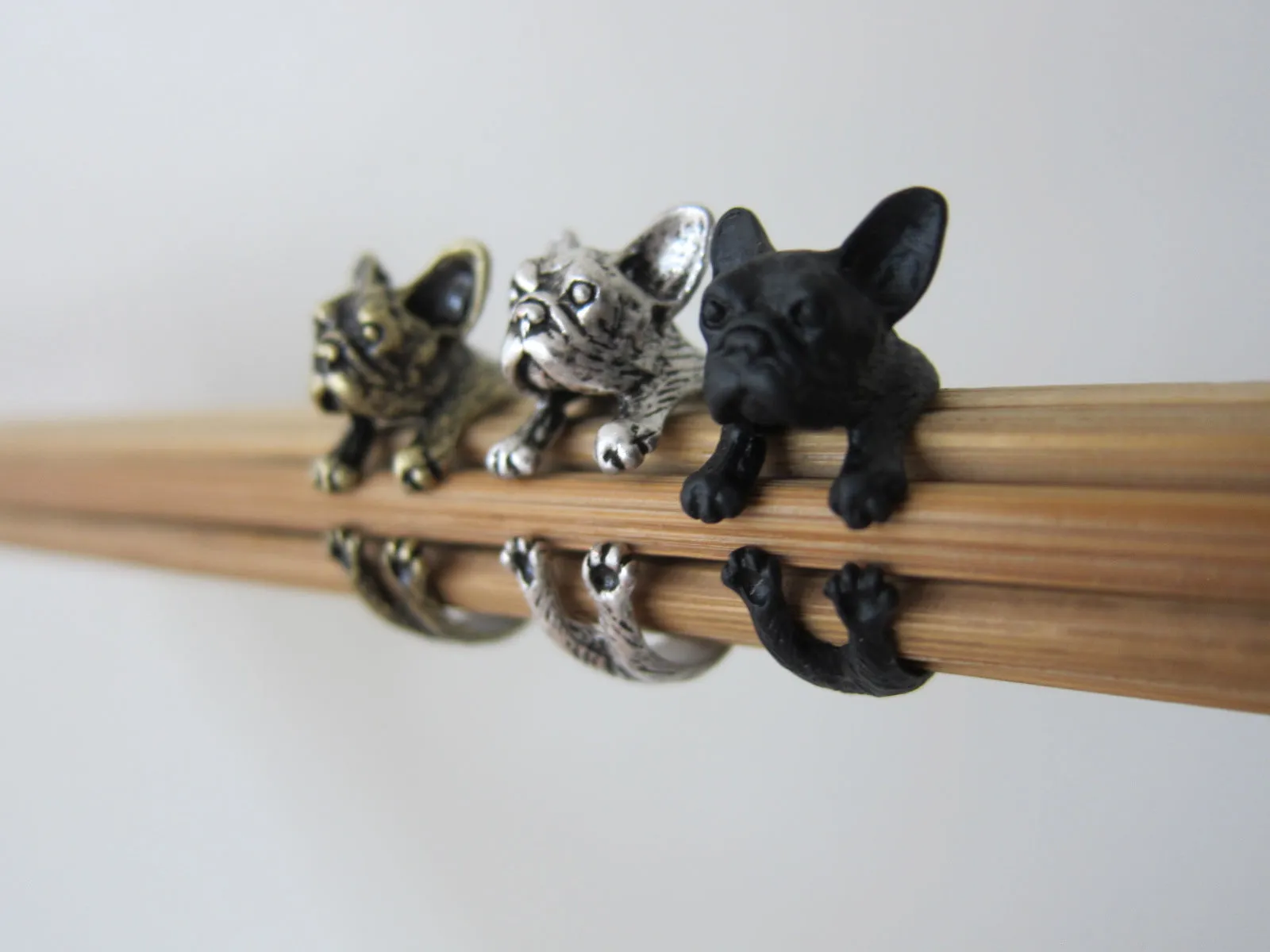 Animal French Bulldog Ring (available in 3 colors); Unique Realistic Frenchie Dog; French Bullie Ring;