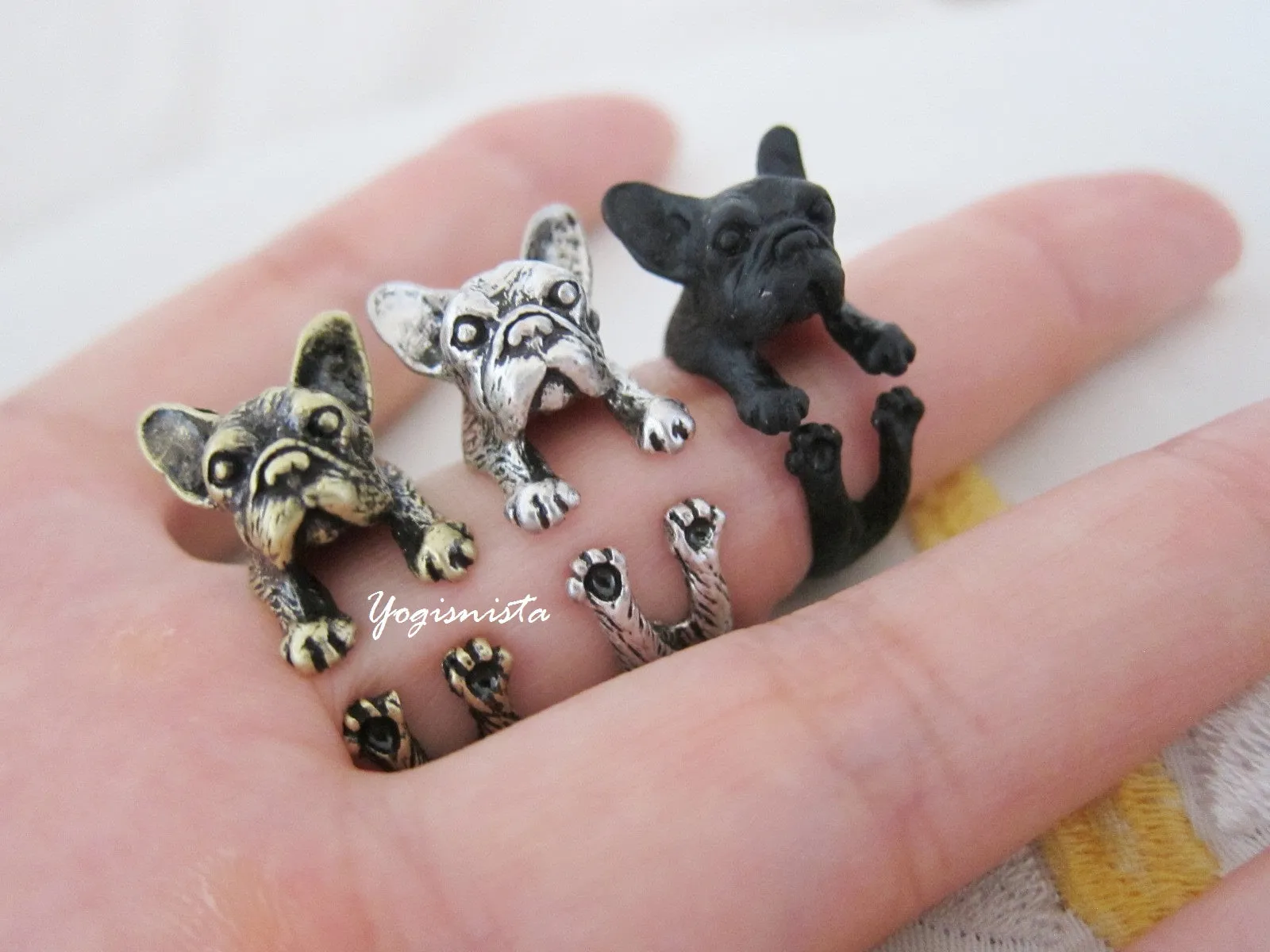 Animal French Bulldog Ring (available in 3 colors); Unique Realistic Frenchie Dog; French Bullie Ring;