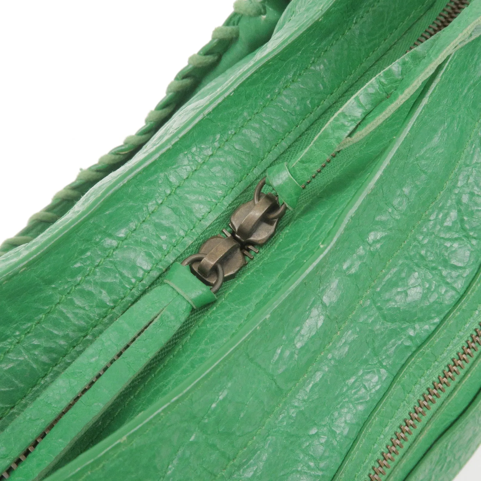 BALENCIAGA The Town Leather 2Way Hand Bag Green 240579