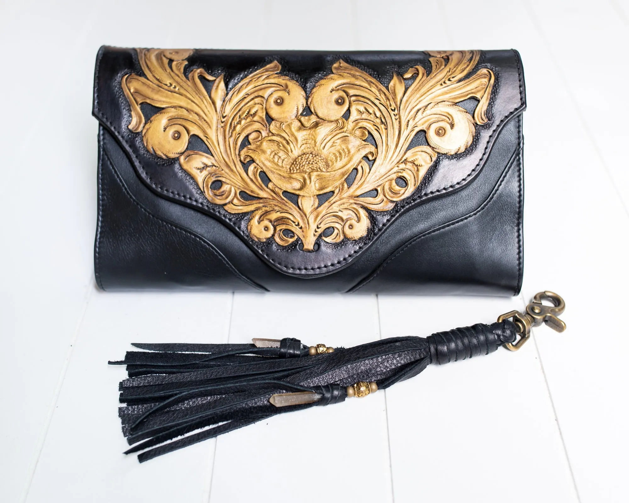 Black & Gold Secret Garden Clutch