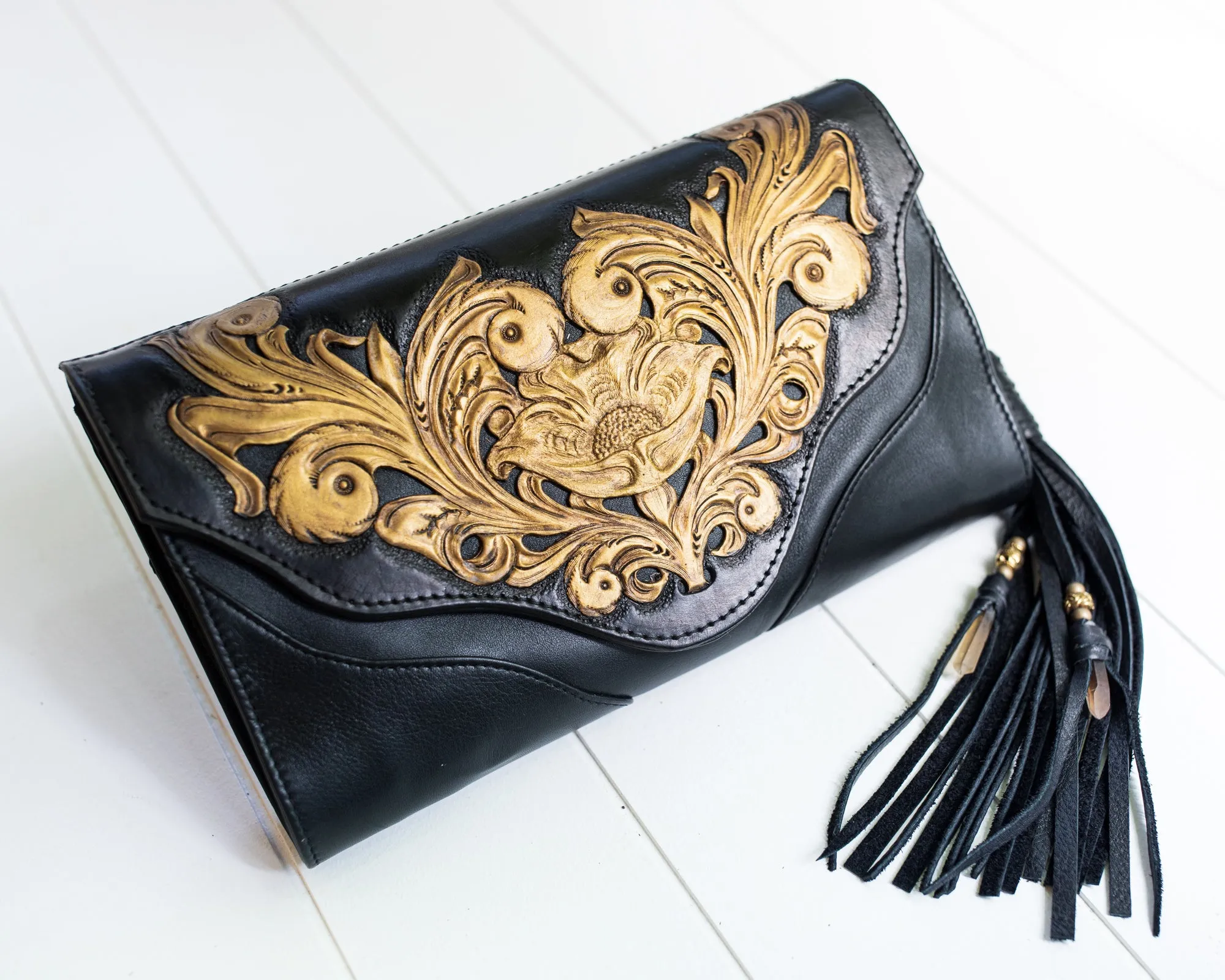 Black & Gold Secret Garden Clutch