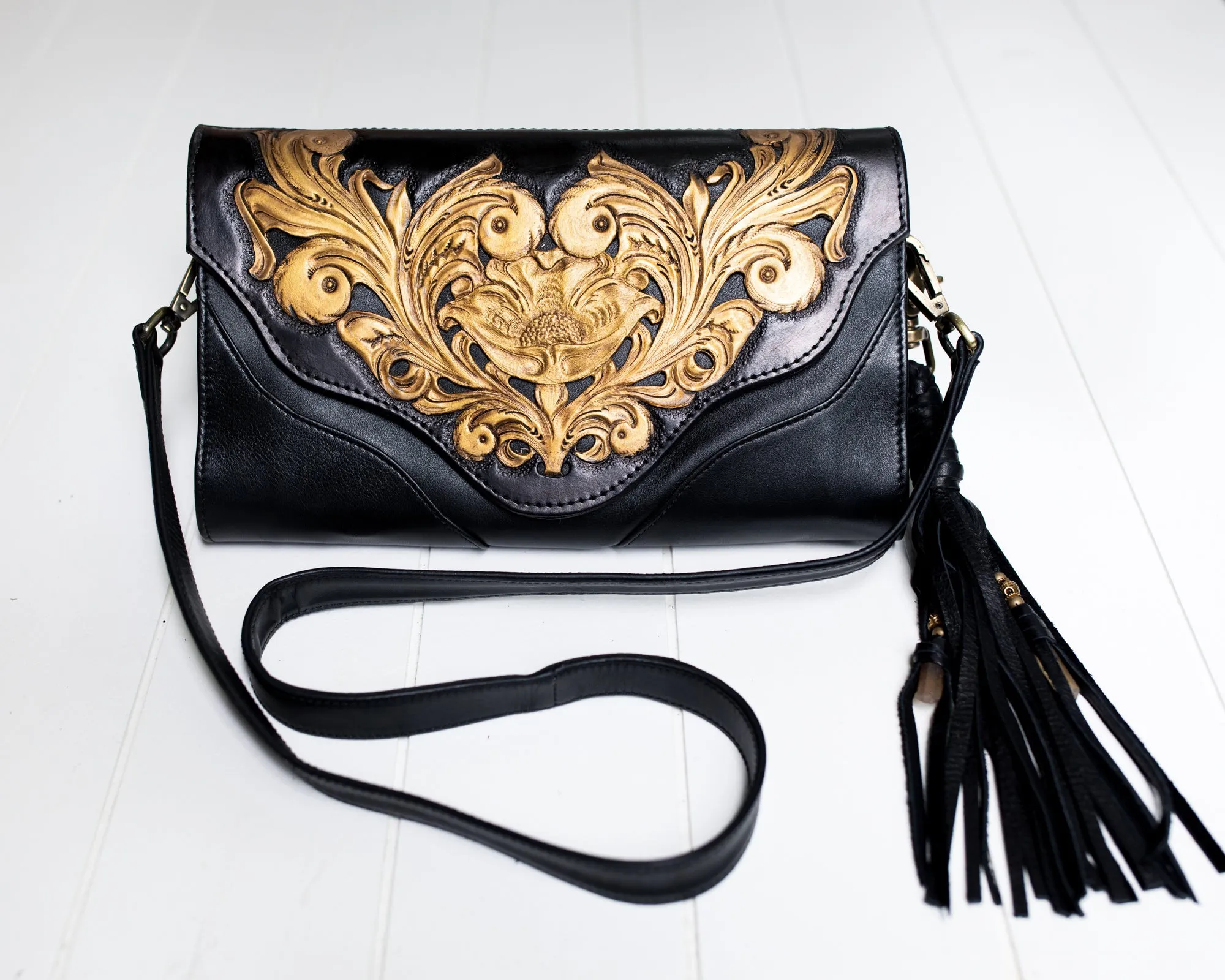 Black & Gold Secret Garden Clutch