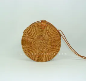 Brown Flower Rattan  Bag