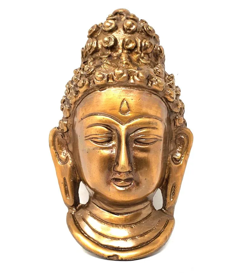 Buddha Solid Brass Mask and Wall Hanging 3.75