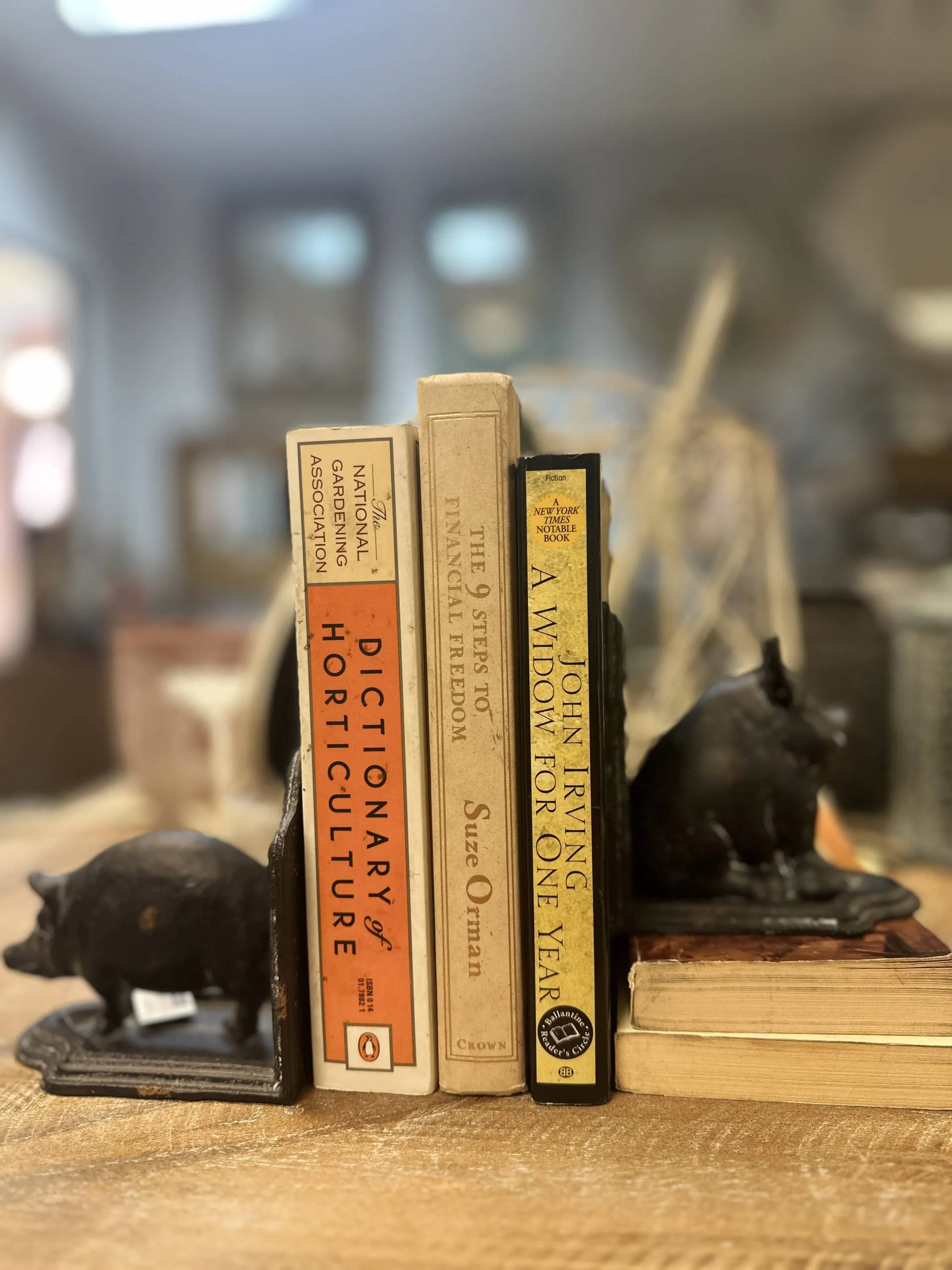 Cast Iron Pig Bookend in Black Rustic Finish-Set 2