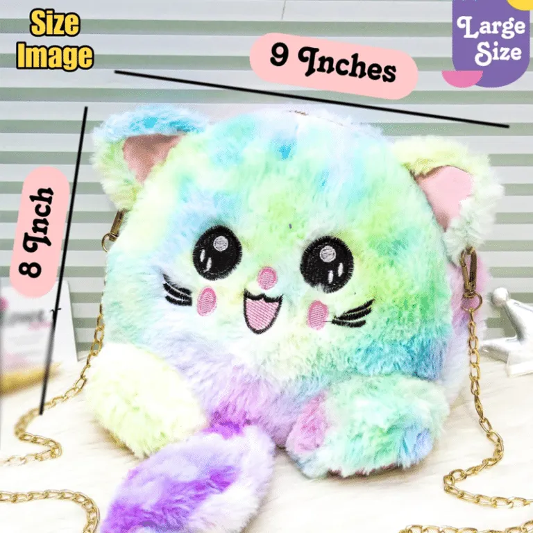 Cat Plush Fur Kitten Bags For Girls Fashion Cute Chain Shoulder Side Bag