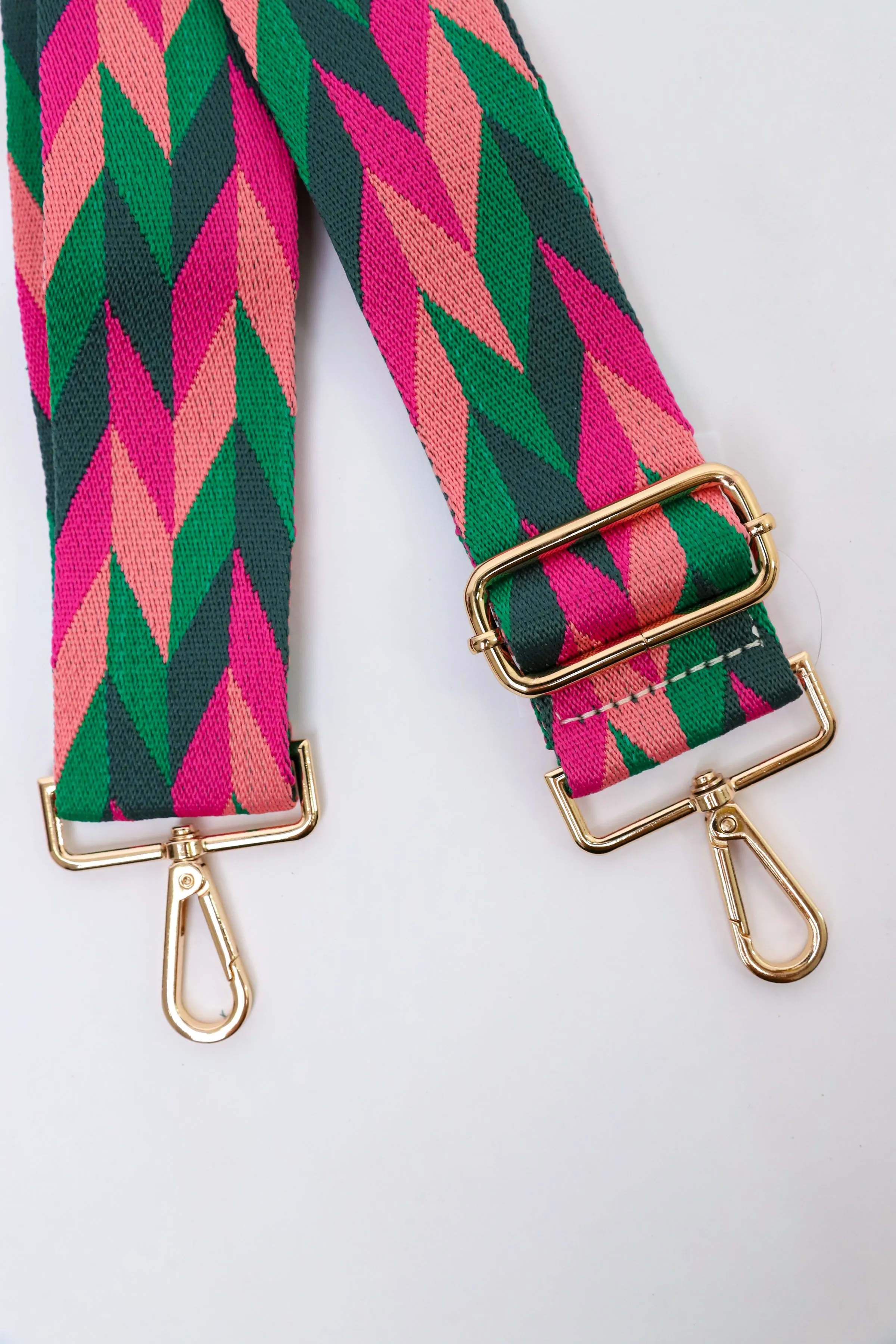 Chevron Hot Pink   Kelly Green Bag Strap