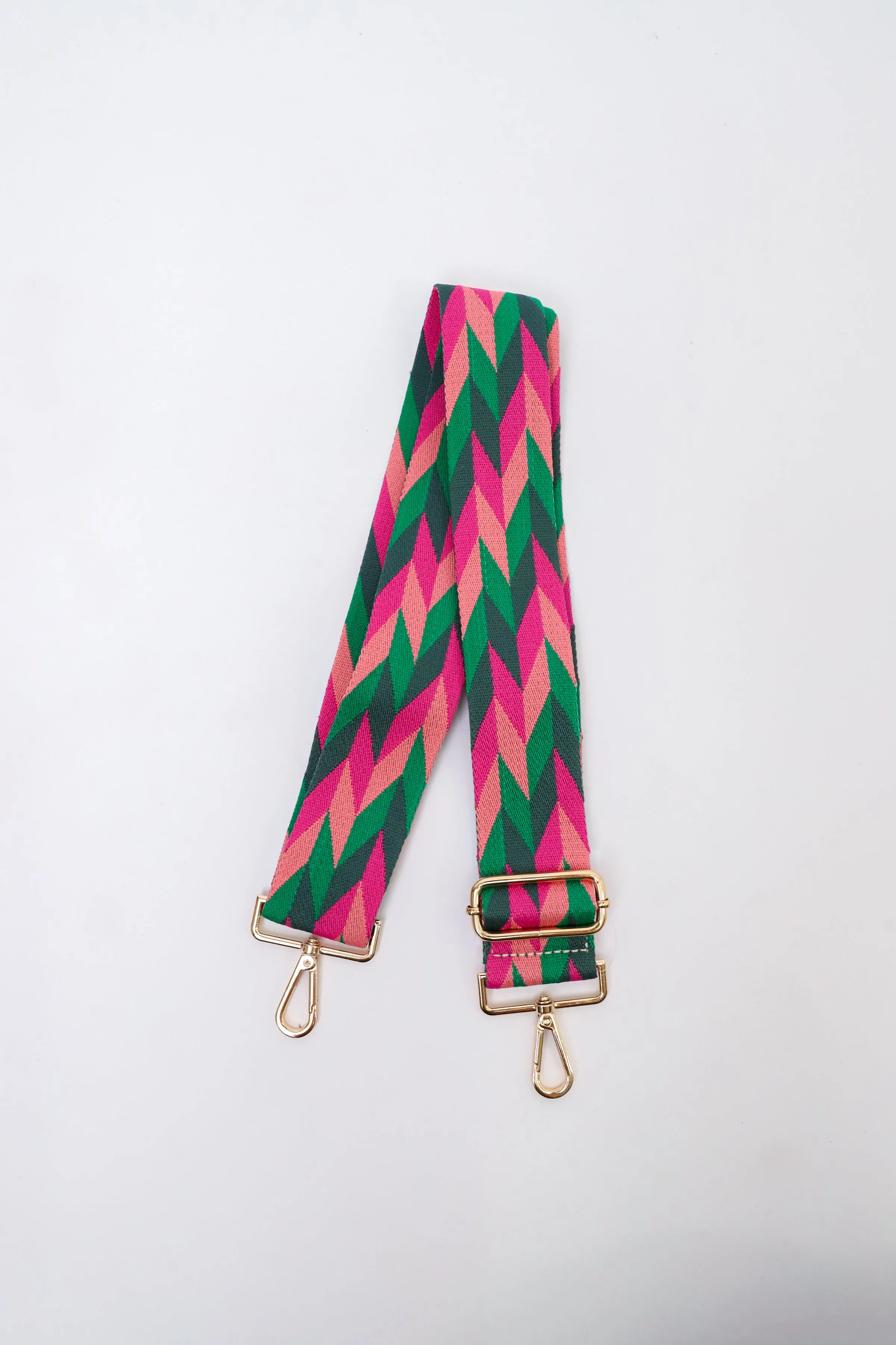 Chevron Hot Pink   Kelly Green Bag Strap