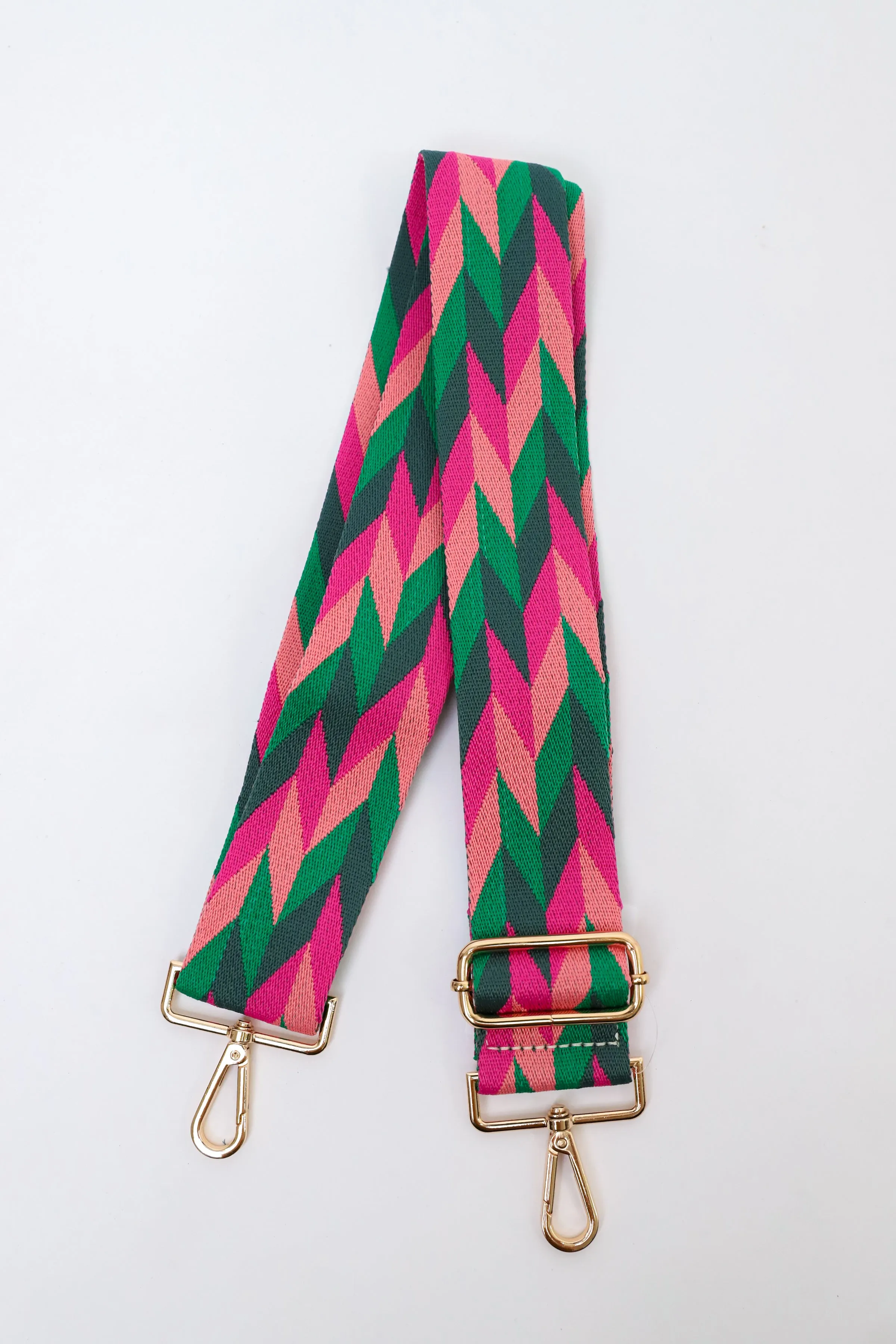 Chevron Hot Pink   Kelly Green Bag Strap