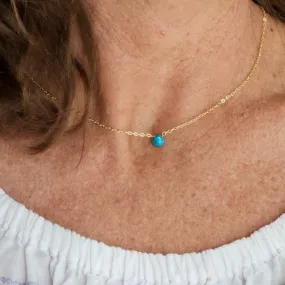 Chrysocolla Natural Nomad Necklace - Gold