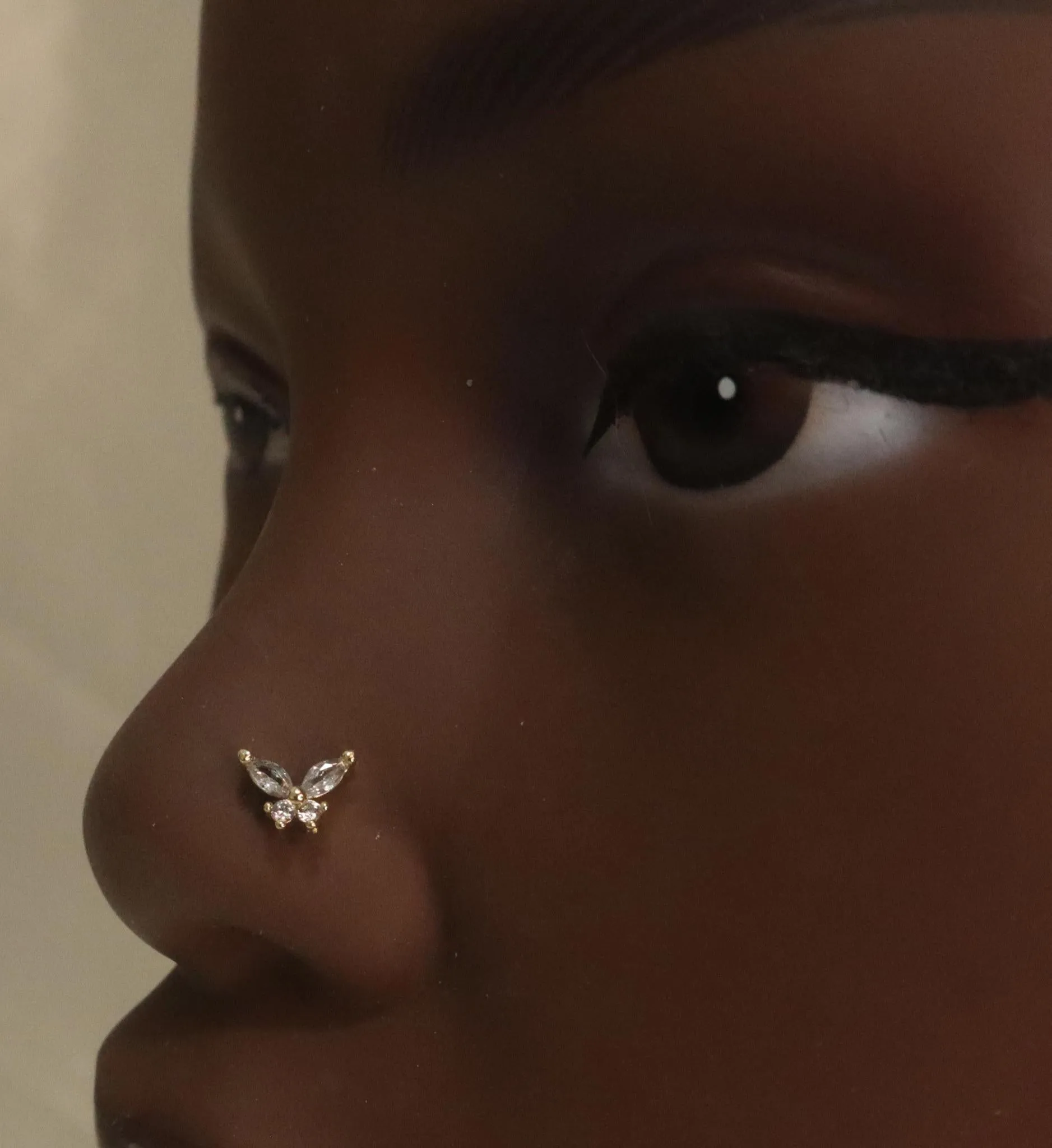 Cute Gem Butterfly Simple Nose Stud