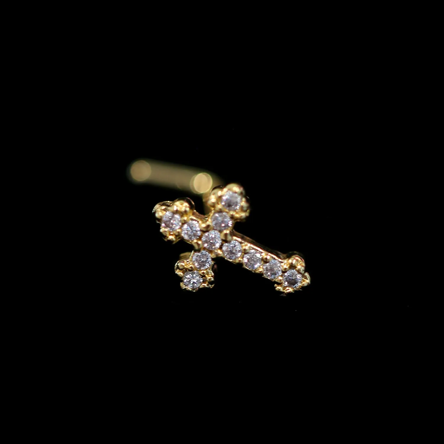 CZ CROSS NOSE STUD