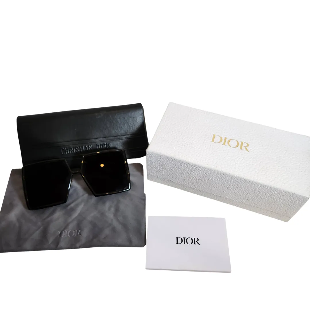 DIOR Brown & Black lack Square Oversized Montaigne Sunglasses | Gently Used |