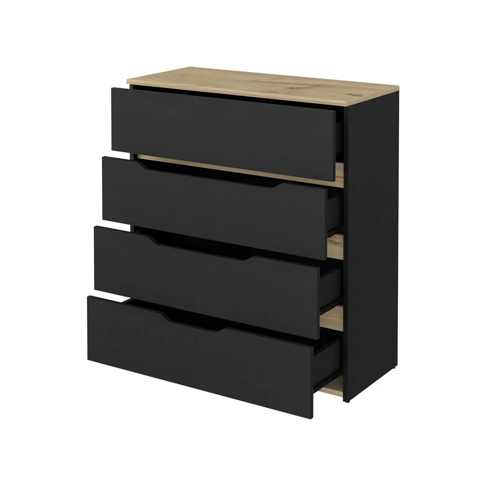 Dresser Oboe Superior Top Four Drawers Black/Light Oak