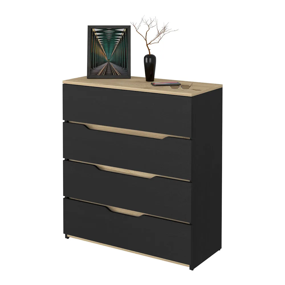 Dresser Oboe Superior Top Four Drawers Black/Light Oak