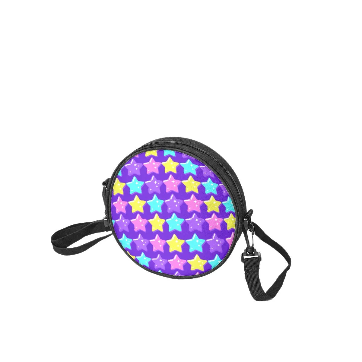 Electric Star Wave Indigo Purple Circle Crossbody Bag