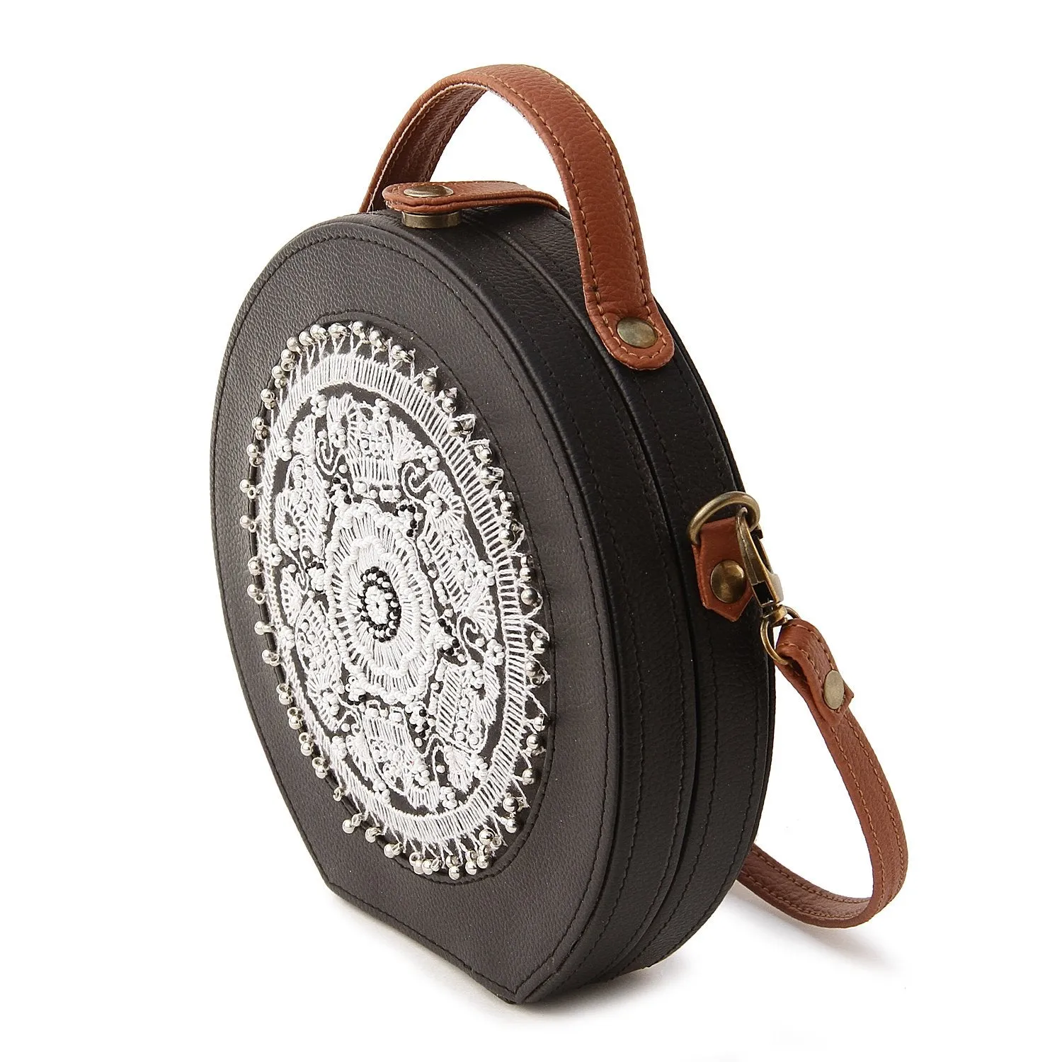 Elephant Mandala Hand Embroidered Sling Bag For Women