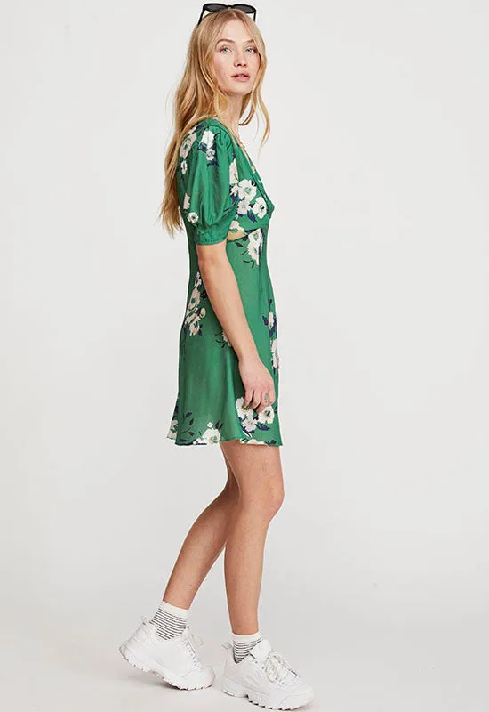 Free People - Green Multi Floral Neon Garden Mini Dress