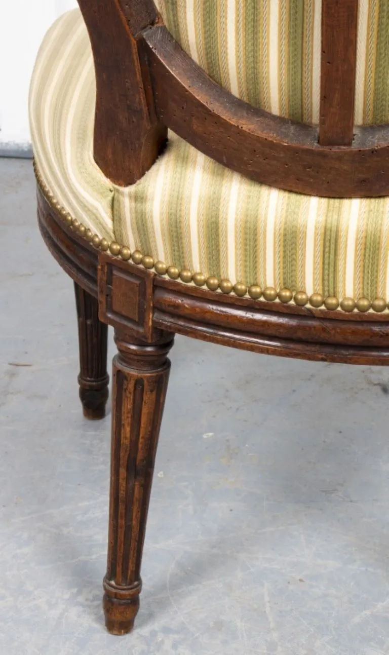 French Louis XVI Manner Side Dining Chairs, Pair