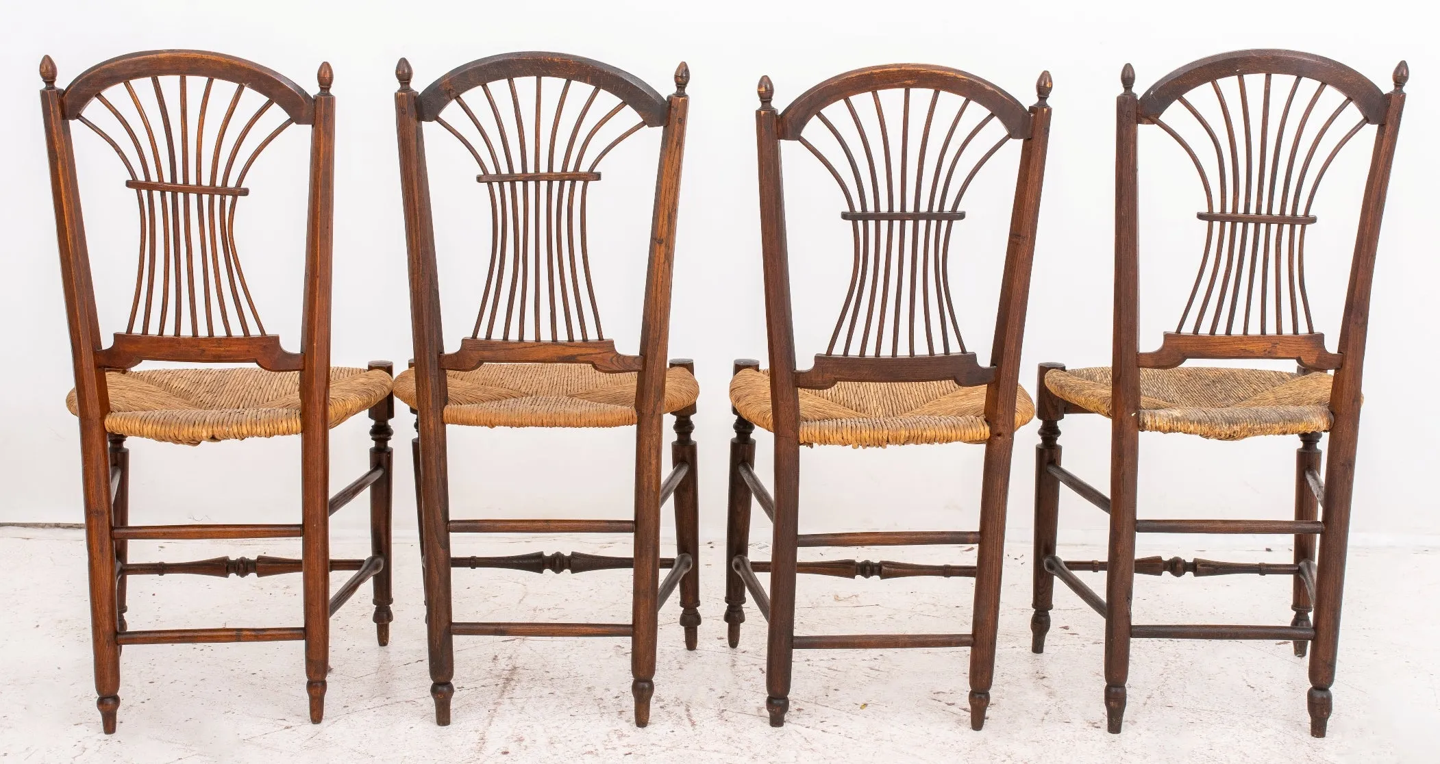 French Provincial Rush Seated Side Chairs, Set of 4