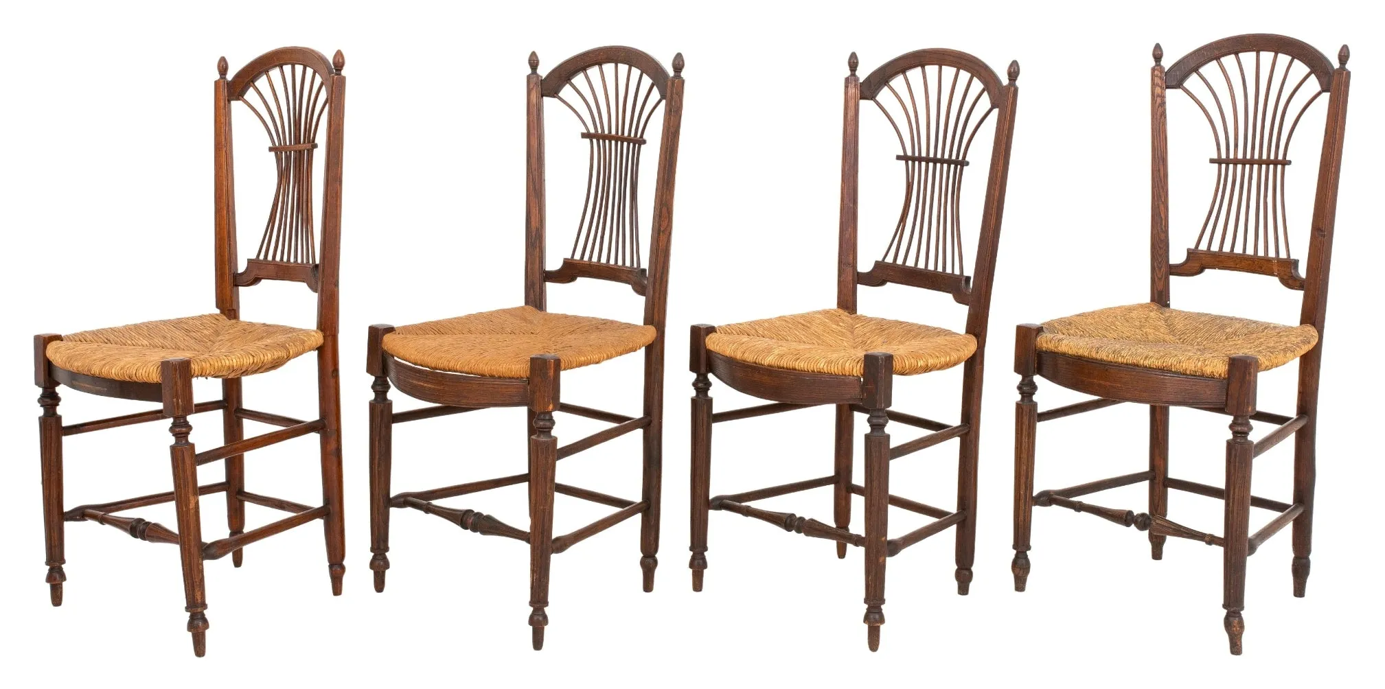 French Provincial Rush Seated Side Chairs, Set of 4