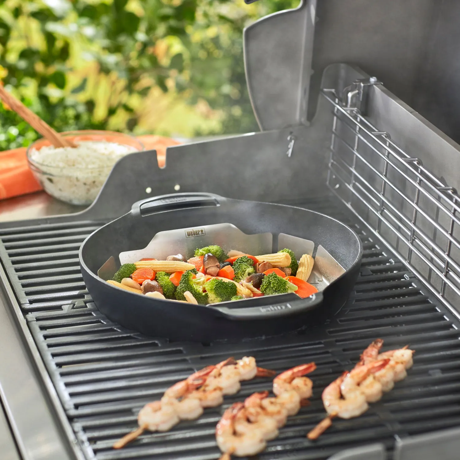 GBS Cast Iron Wok & Steamer Set