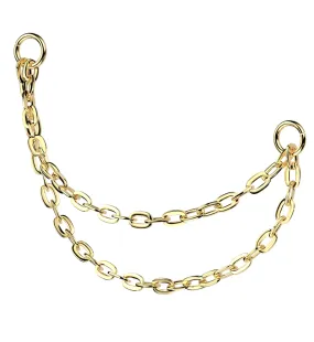 Gold PVD Double Titanium Nose/Cartilage Connector Chain