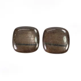 Golden Brown Chocolate SAPPHIRE Gemstone Cabochon : 43.95cts Natural Untreated Sapphire Cushion Shape 20mm Pair