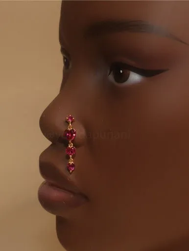 Harmony Dangle Chain Heart Gem Nose Stud Piercing