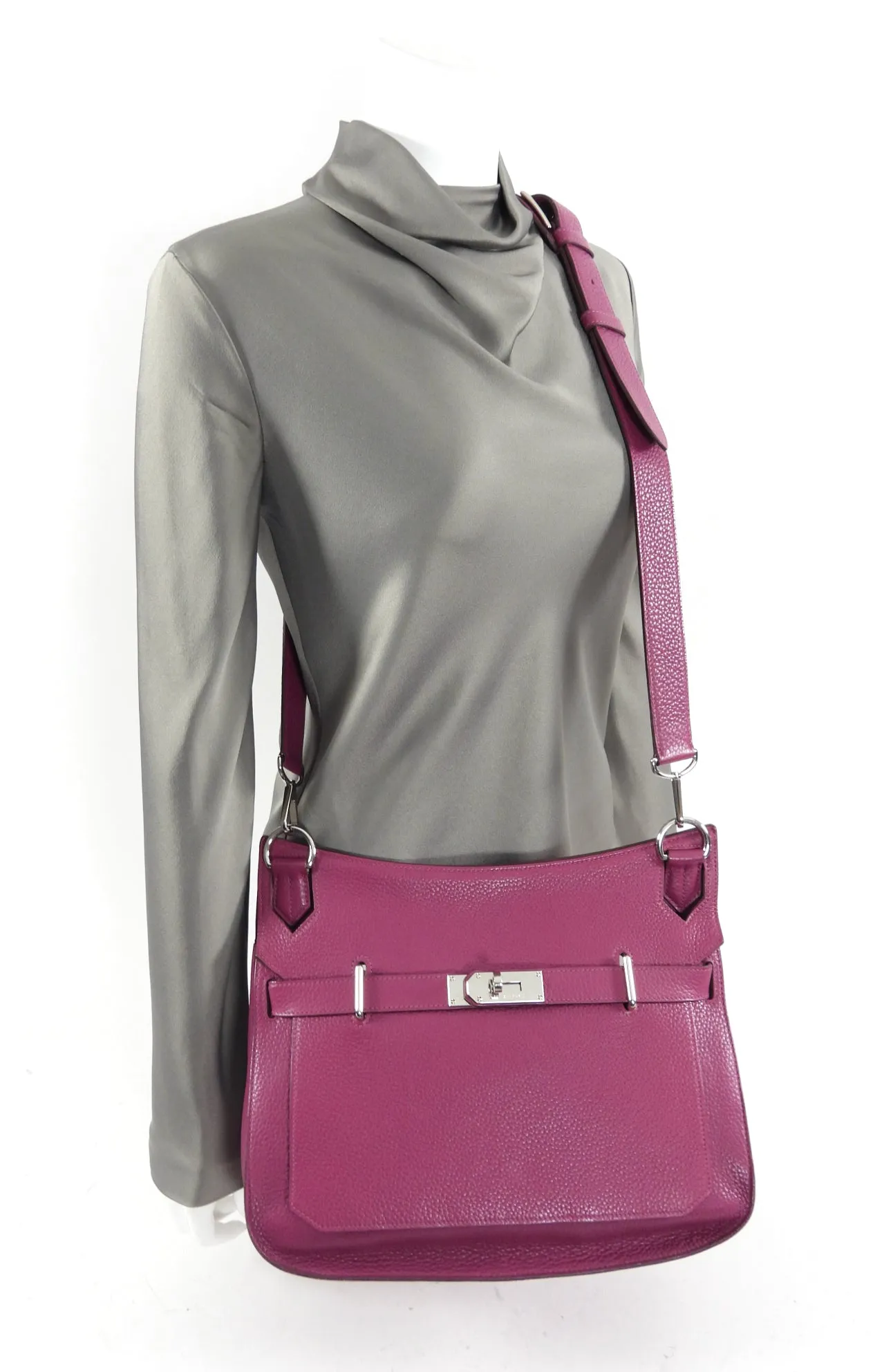 Hermes Tosca Magenta Taurillon Clemence Jypsiere 34 Crossbody Bag