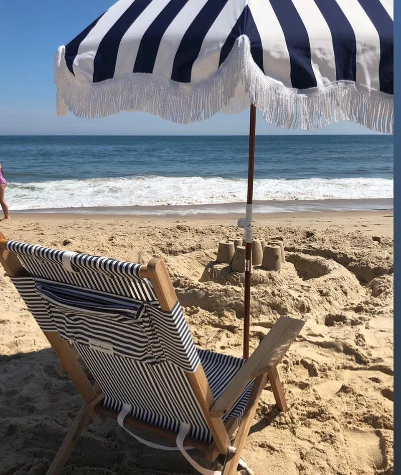 Holiday Beach Umbrella - Navy Stripe