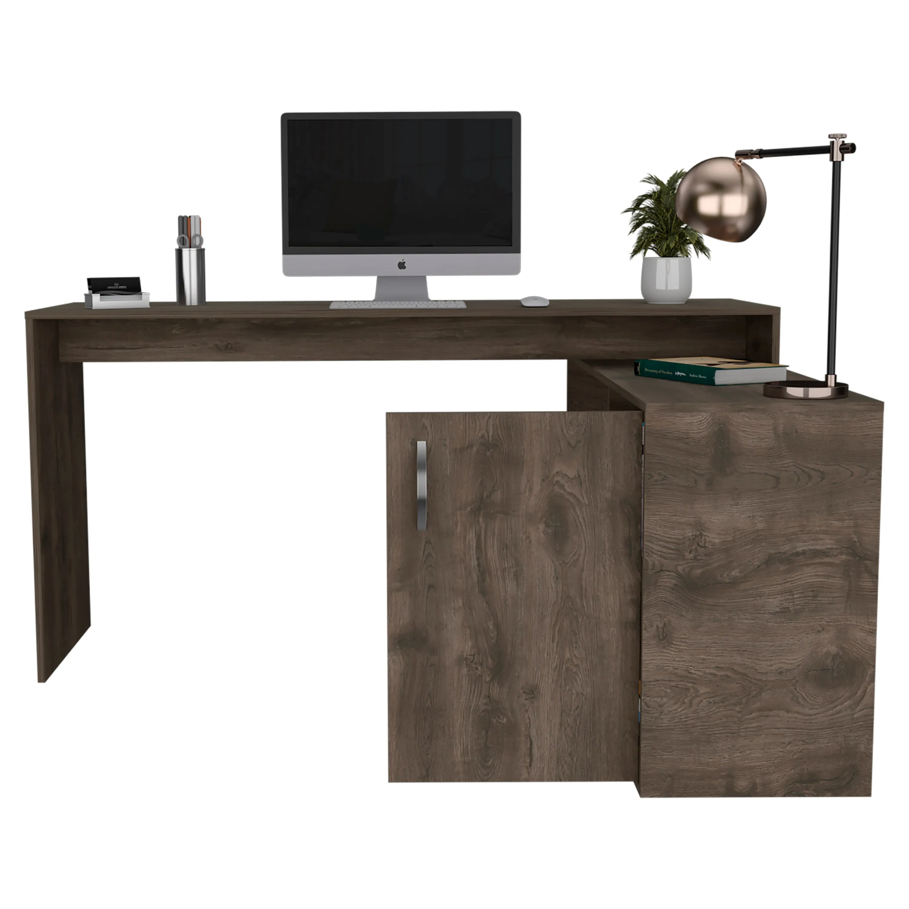 L-Shaped Desk Desti Dark Brown