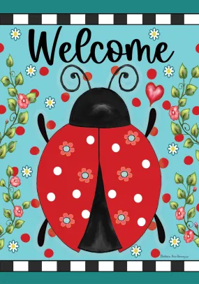 Ladybug Check Garden Flag