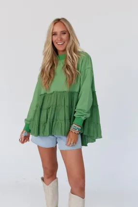 Madeira Tiered Babydoll Top - Green