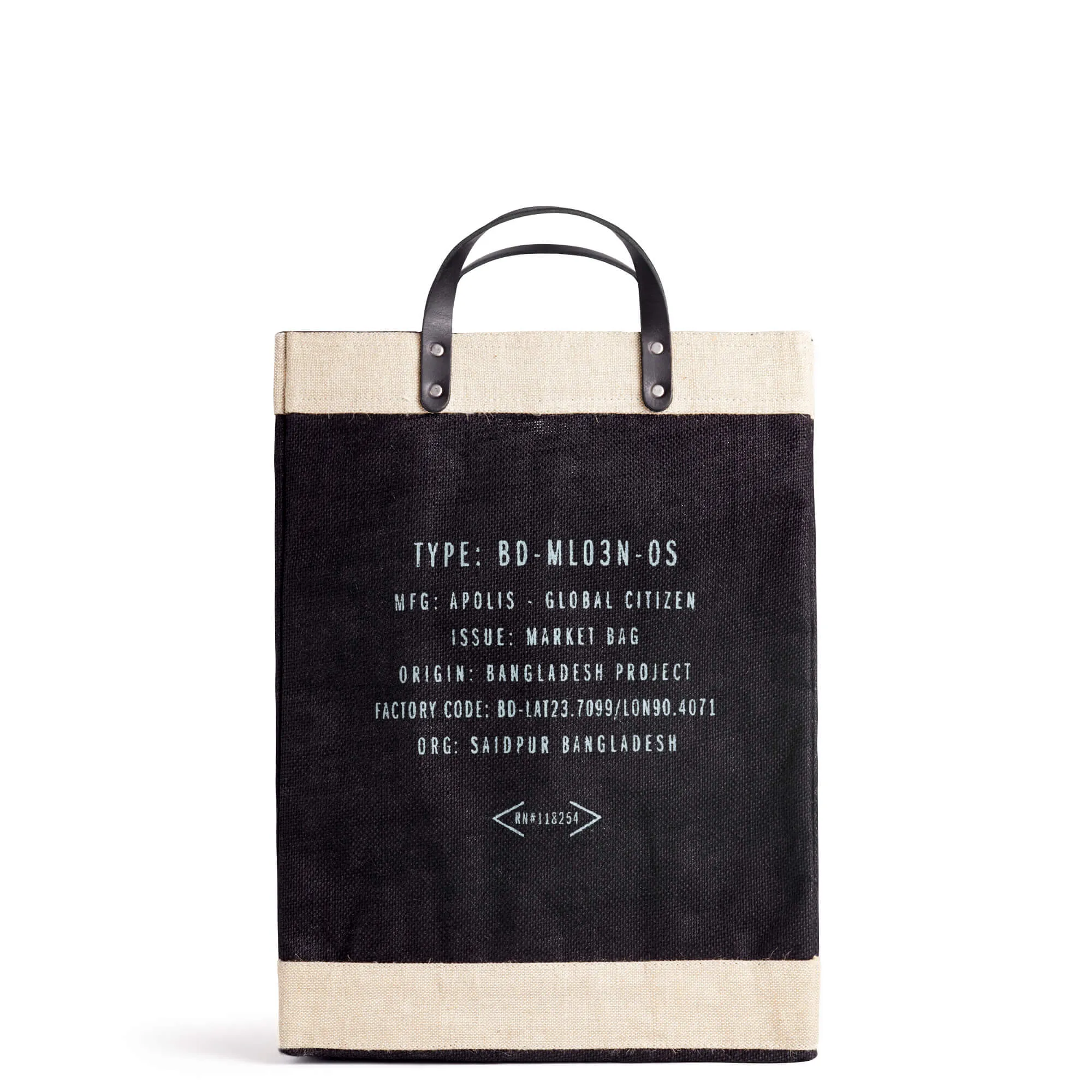 Market Bag in Black with “GROCERY”