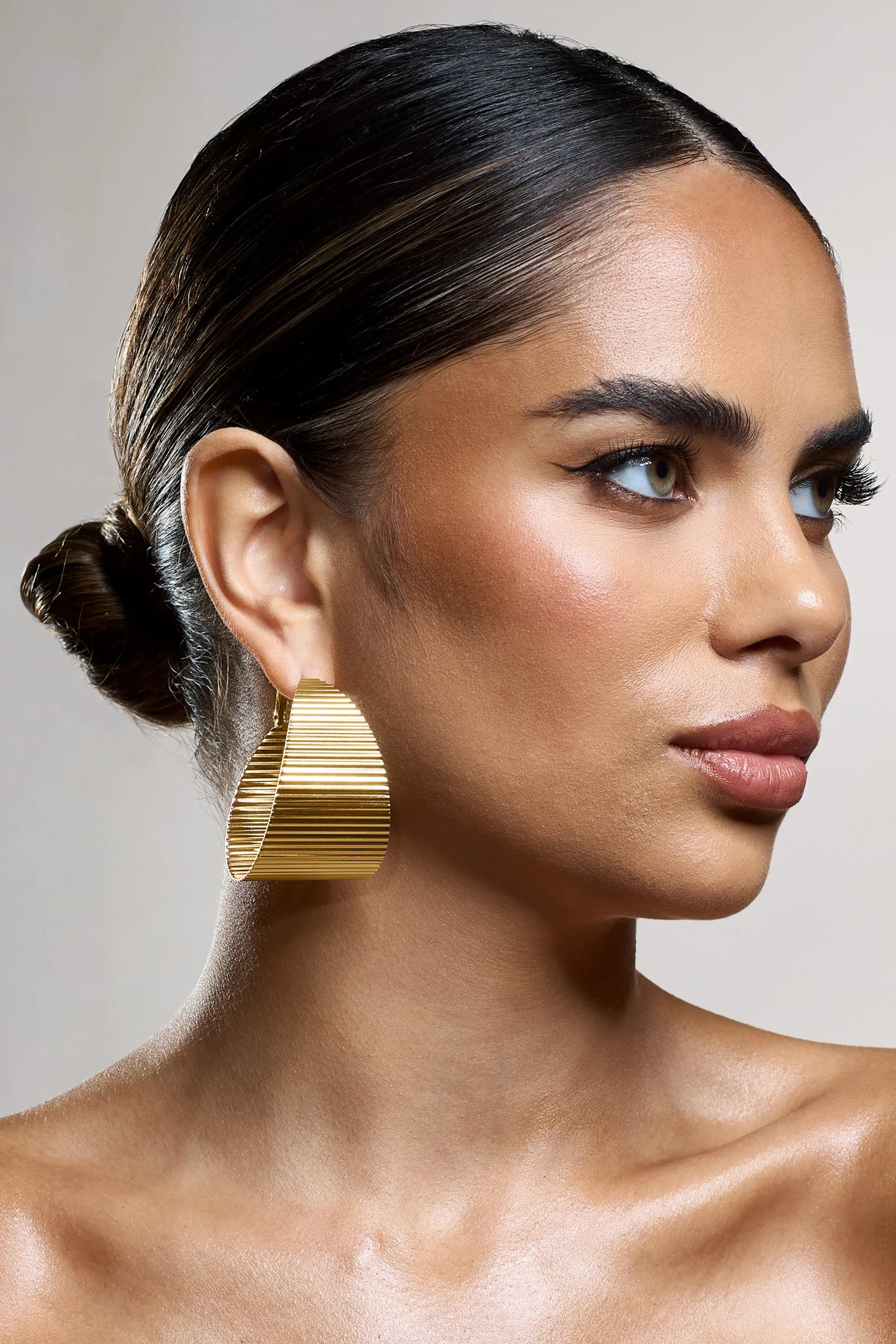 Mercury | Gold Ribbed Chunky Hoop Earrings