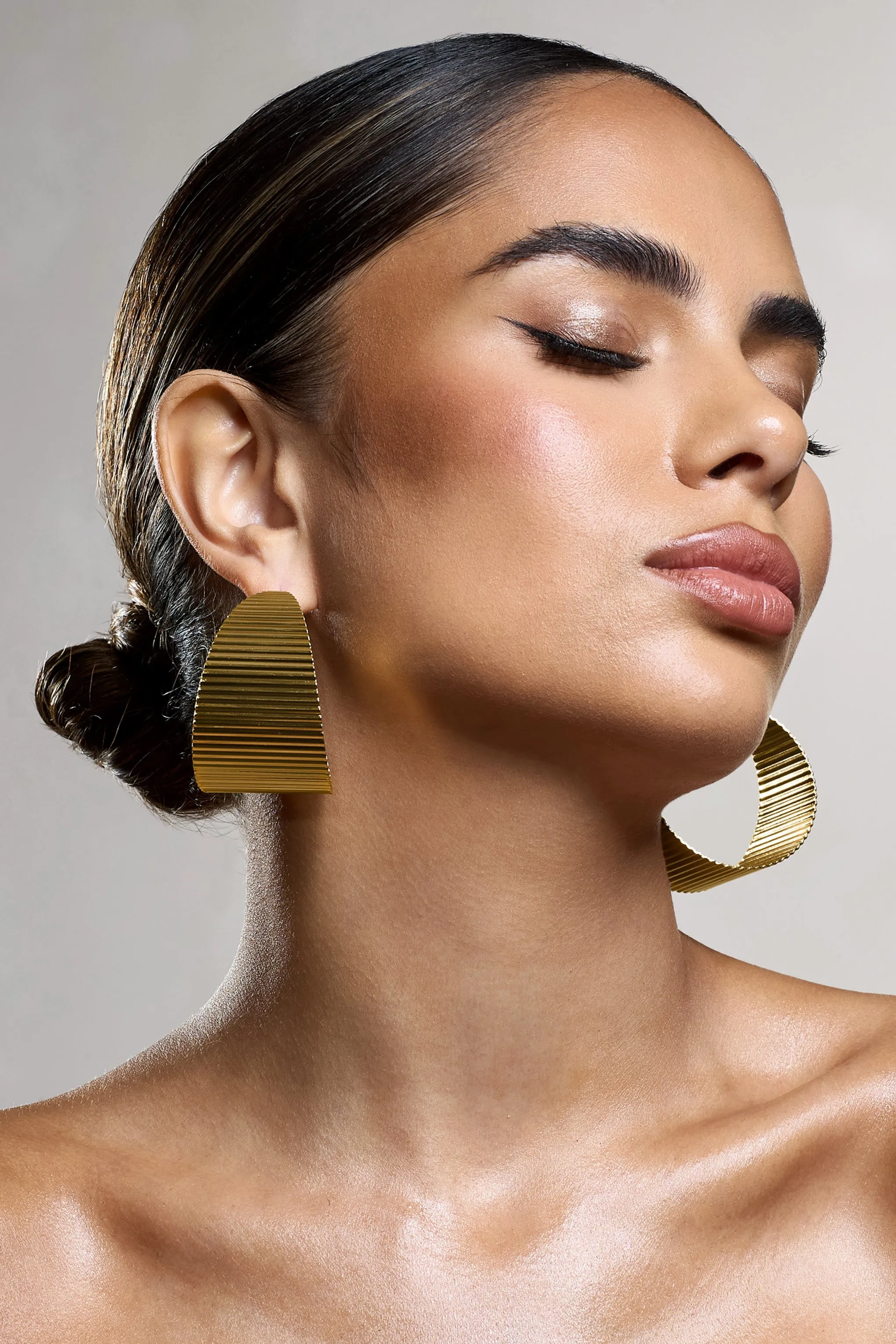 Mercury | Gold Ribbed Chunky Hoop Earrings