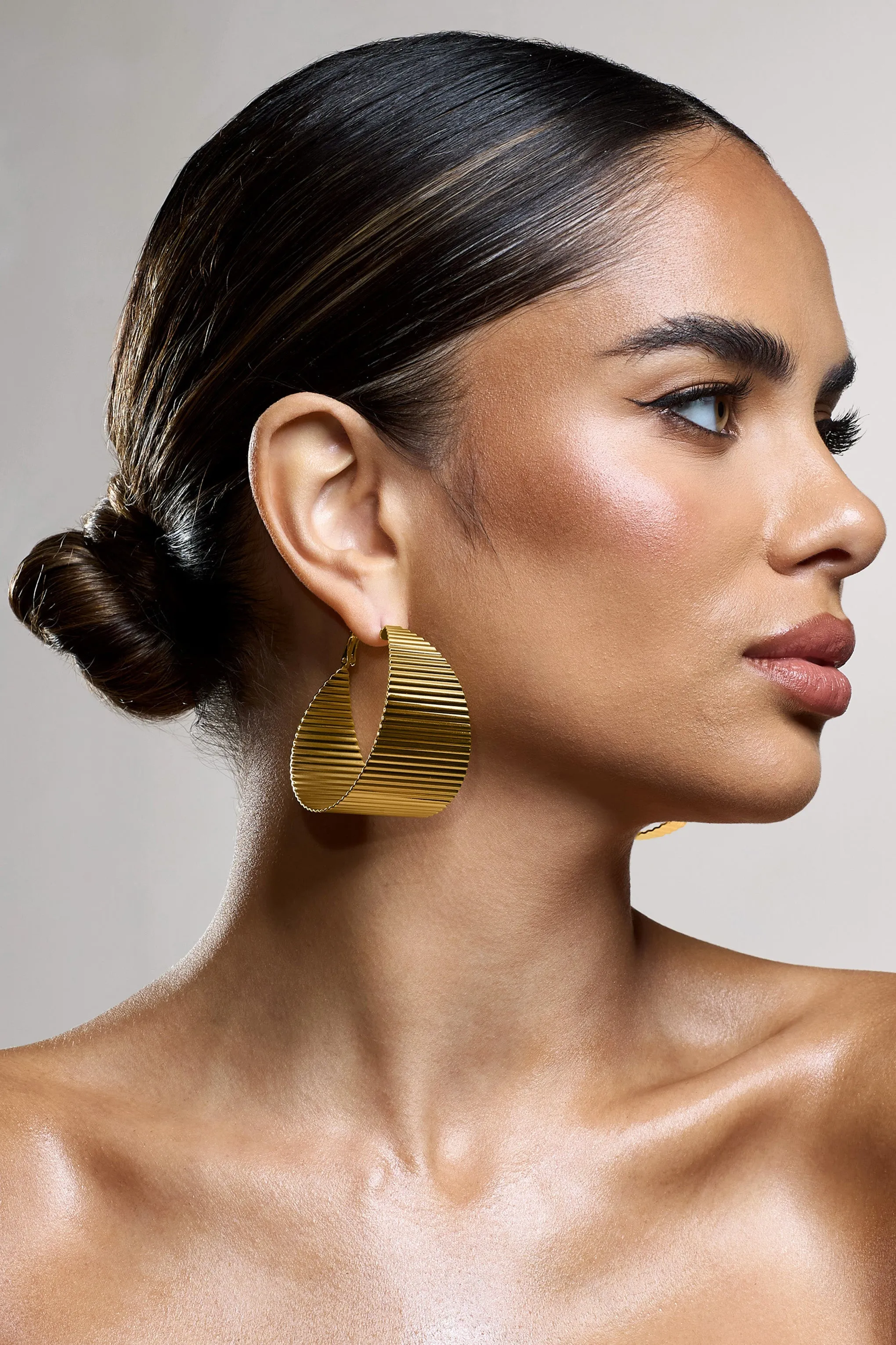 Mercury | Gold Ribbed Chunky Hoop Earrings