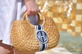 Monogrammed Kala Straw Basket Bag