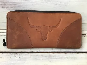 Myra Bag Leather Zip Around Longhorn Wallet