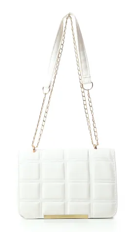 O181970 Blocks Cross-Body Bag With Chain Handle - White