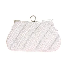 Oblique Pearl Stone Evening Clutch Tote Crossbody Bag