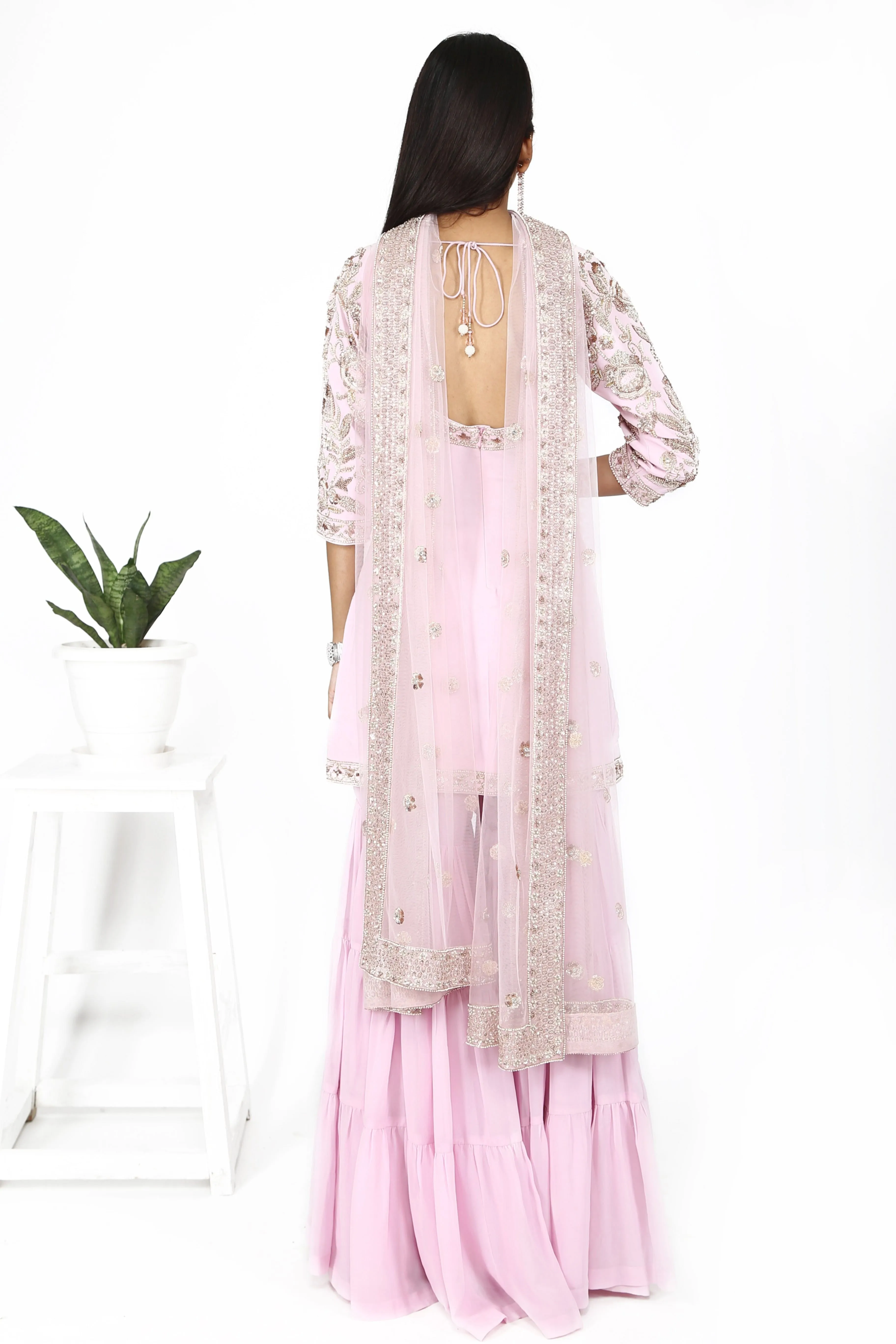 Pink rose sharara set